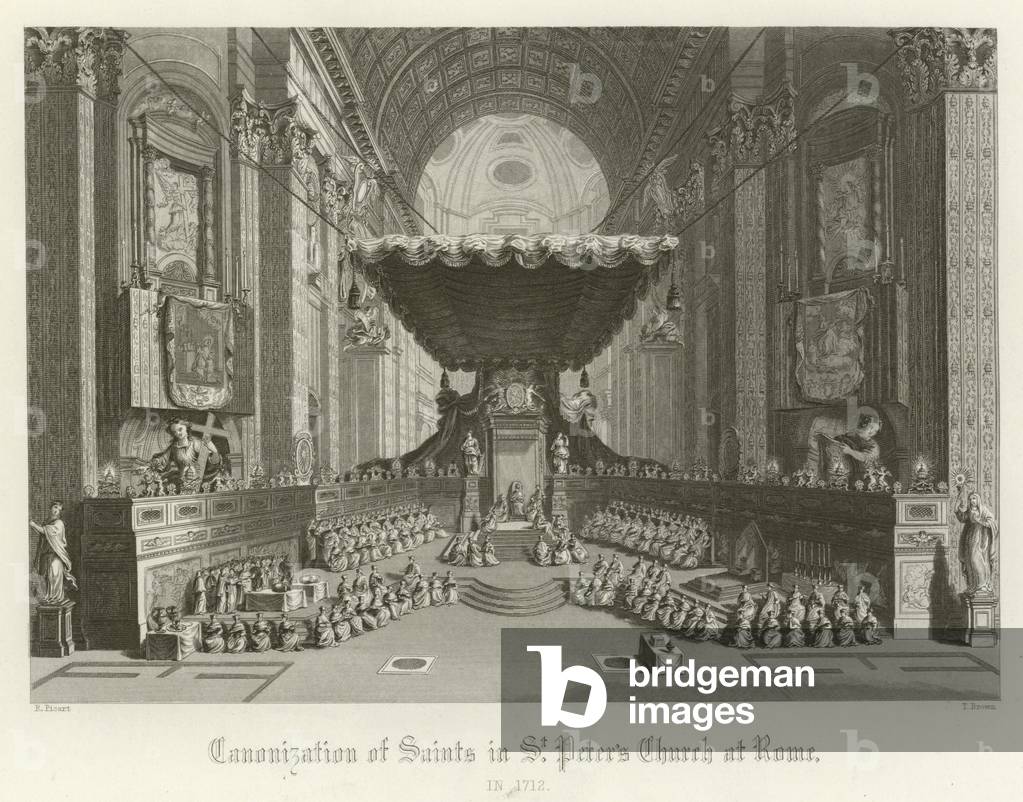 Canonisation of saints in St Peter's Church, Rome, 1712 (engraving)