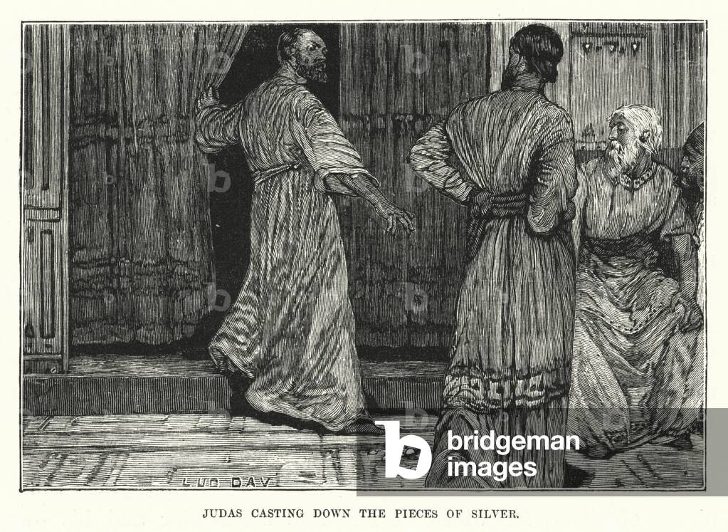Judas casting down the Pieces of Silver (engraving)