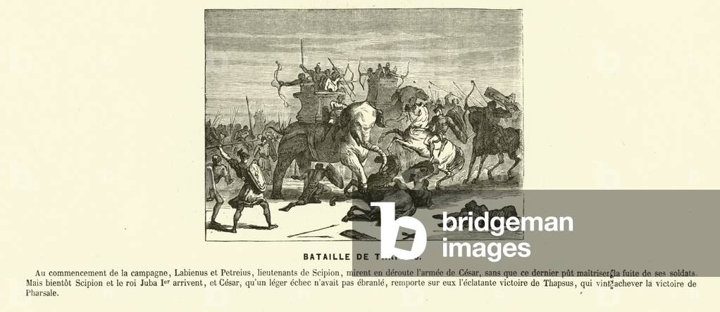 Battle of Thapsus, North Africa, Caesar's Civil War, 46 BC (engraving)