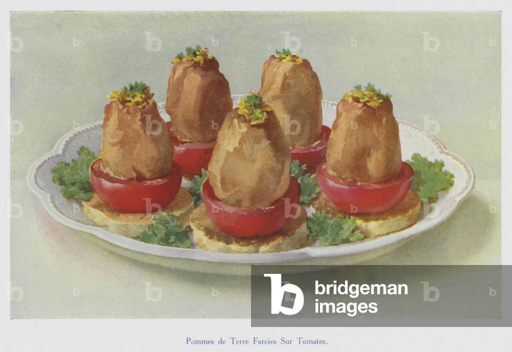 Pommes de Terre Farcies Sur Tomates (colour litho)