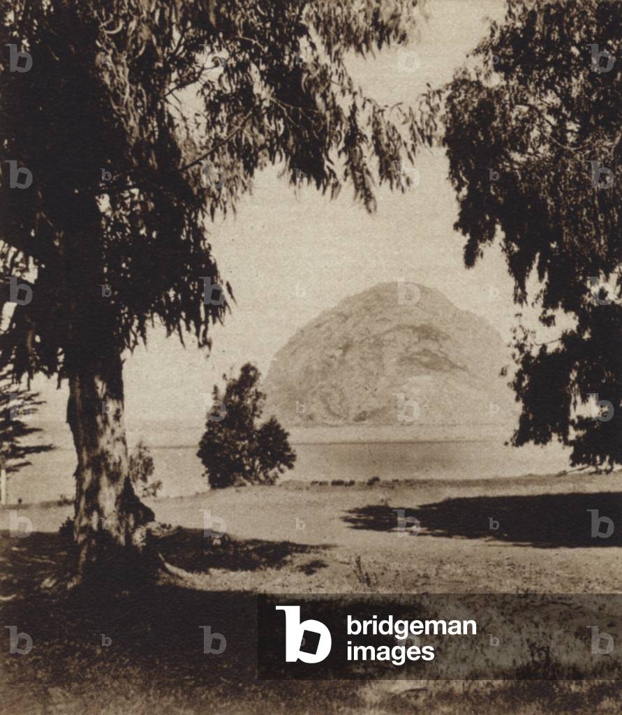 California: Morro Rock (b/w photo)