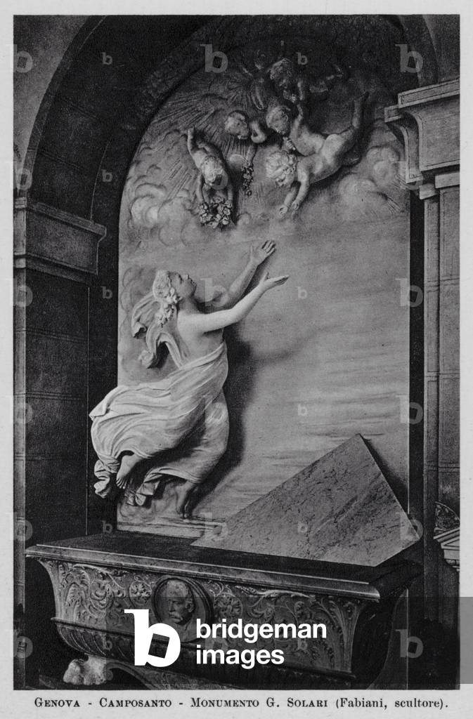Genova, Camposanto, Monumento G Solari (b/w photo)