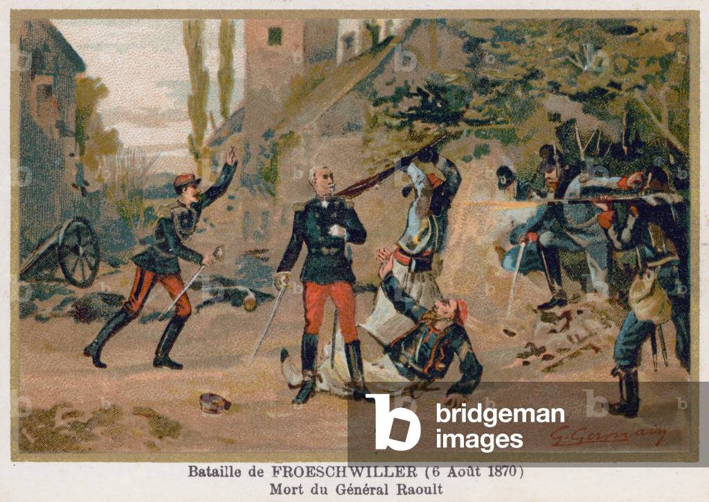 Battle of Froeschwiller, The Death of General Raoult (chromolitho)