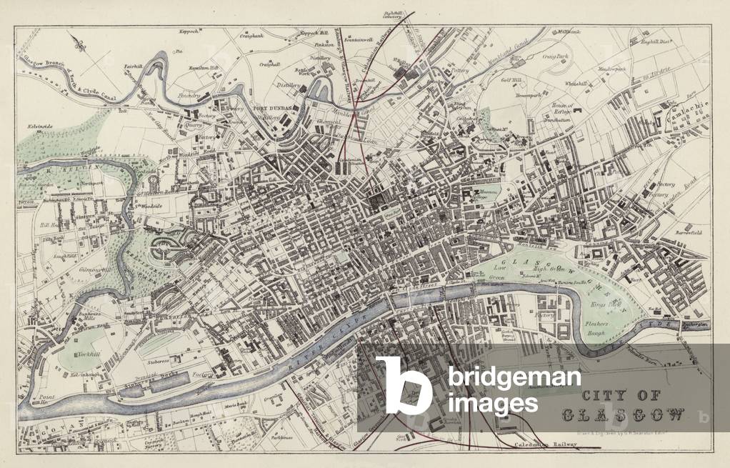 Map: City of Glasgow, drawn and engraved by G H Swanston, Edinburgh (colour litho)