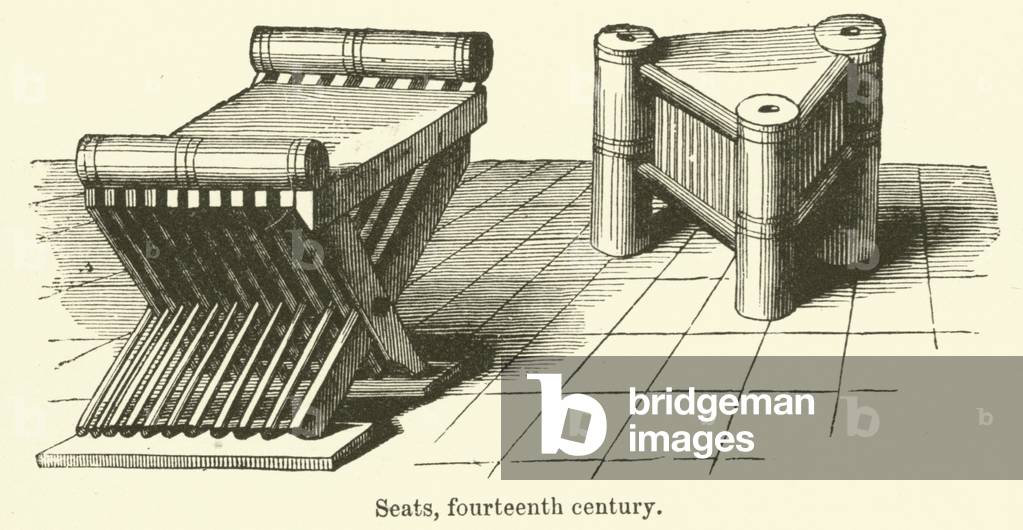 Seats, fourteenth century (engraving)