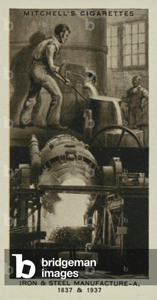 Wonderful Century, 1837-1937: Iron and Steel Manufacture, Iron Foundry, Bessemer Converter (litho)