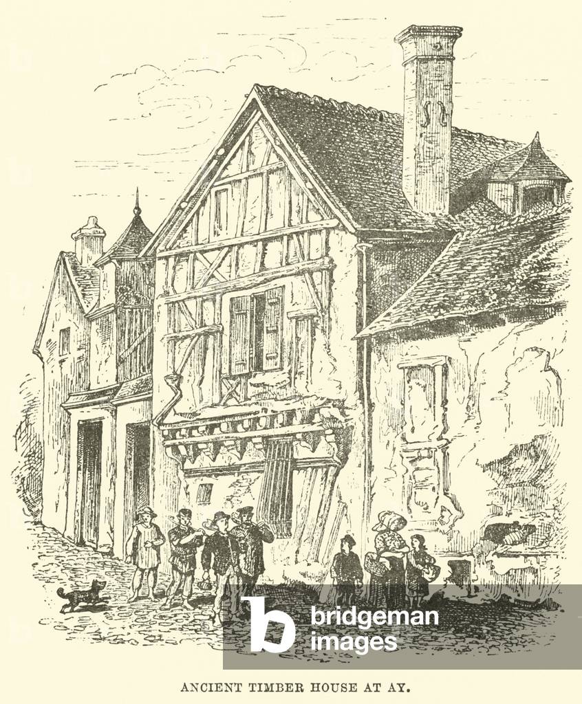 Ancient Timber House at Ay (engraving)