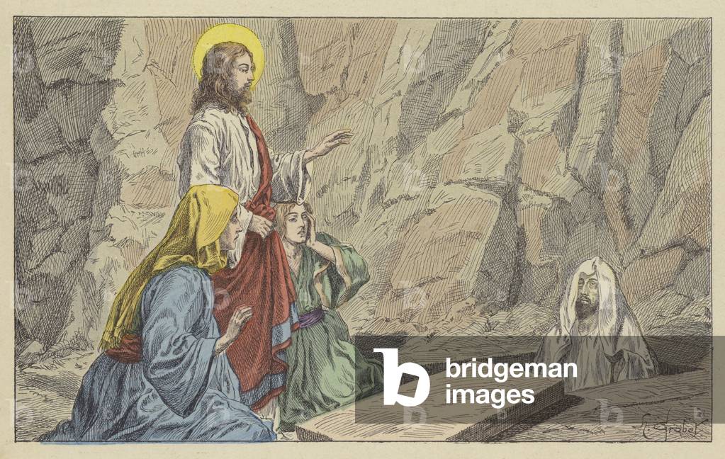 Resurrection of Lazarus (colour litho)