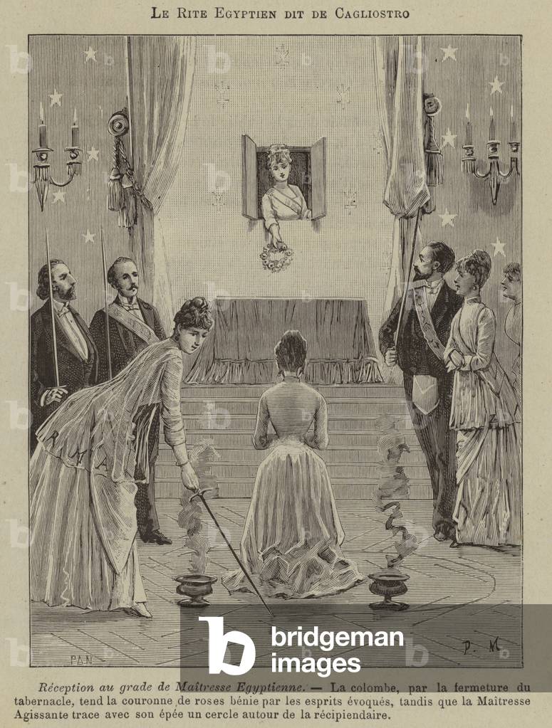 Initiation of a Mistress of Egypt in the Egyptian Rite (engraving)