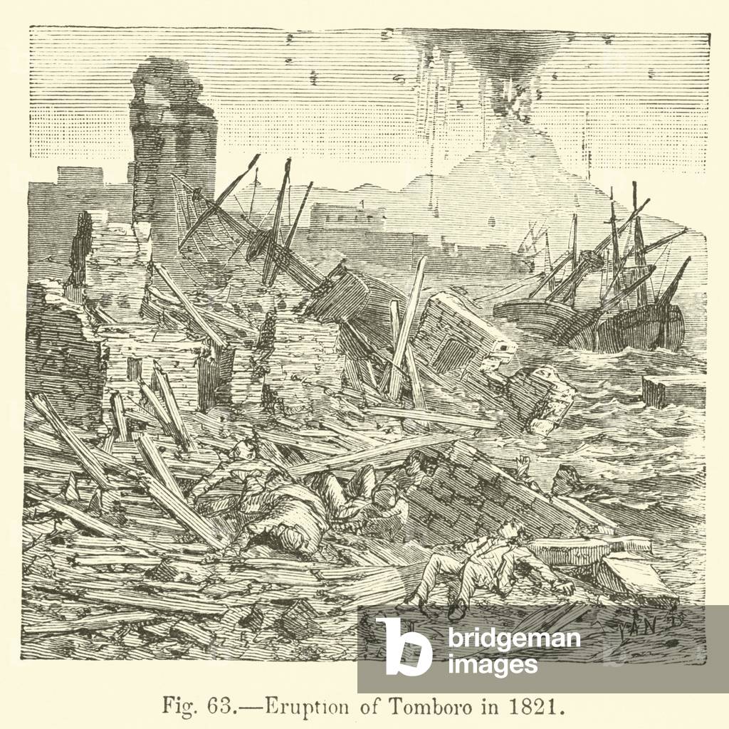 Eruption of Tomboro in 1821 (engraving)