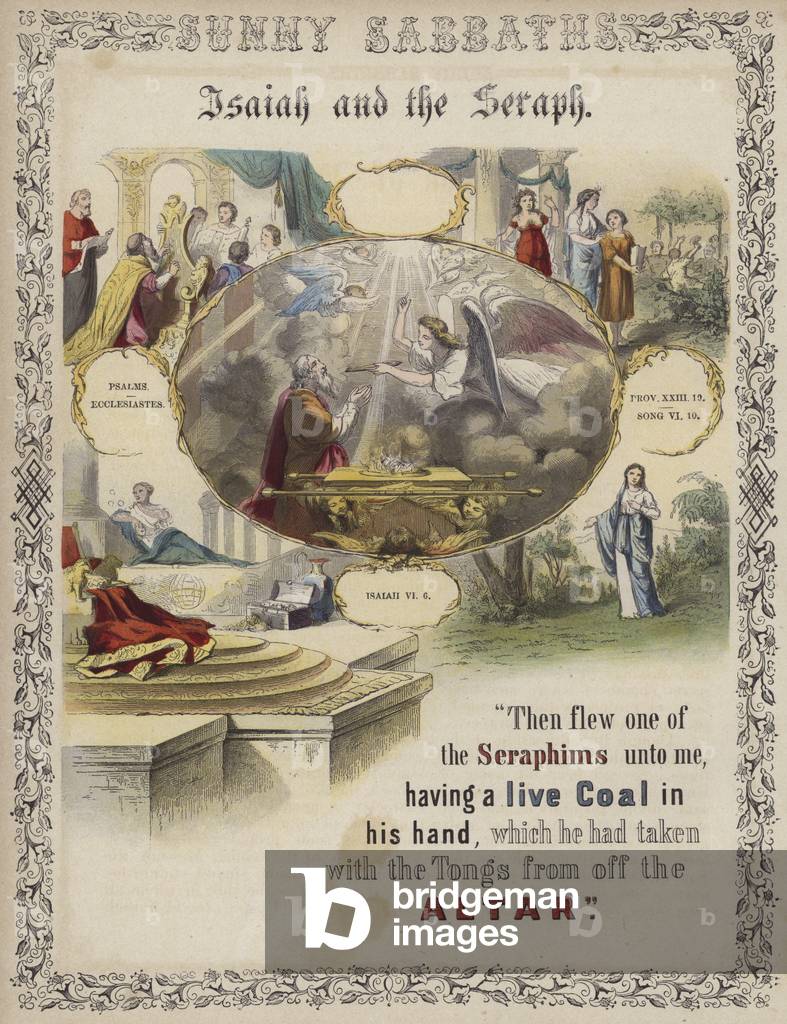 Isaiah and the Seraph (coloured engraving)