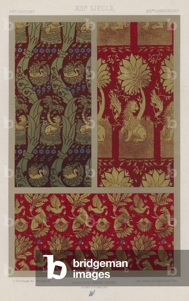 L'Ornement Des Tissus: XIIIth Century, XIIIe Siecle, XIIItes Jahrhundert (colour litho)