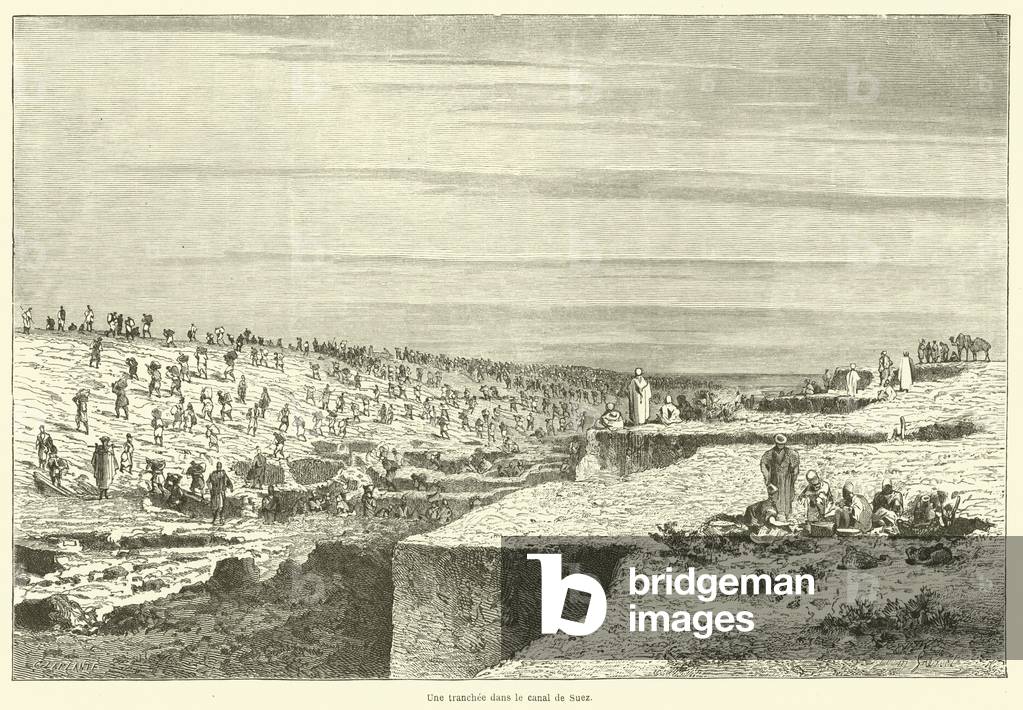 Une tranchee dans le canal de Suez (engraving)