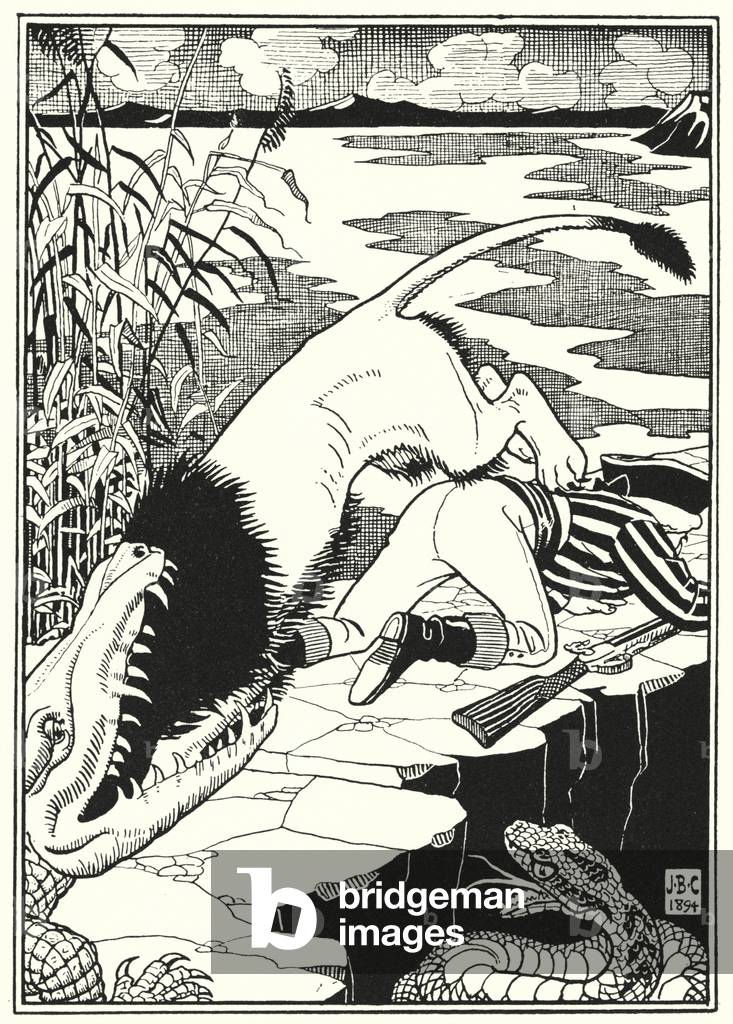 Illustration for the Adventures of Baron Munchausen (engraving)