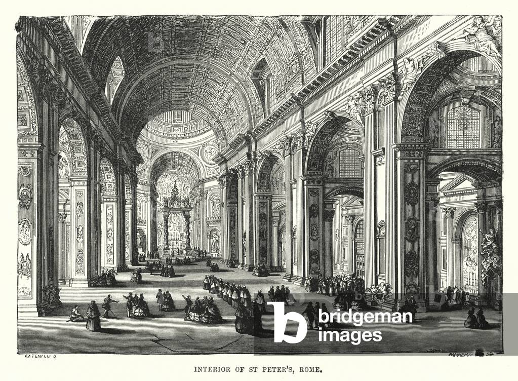 Interior of St Peter's, Rome (engraving)