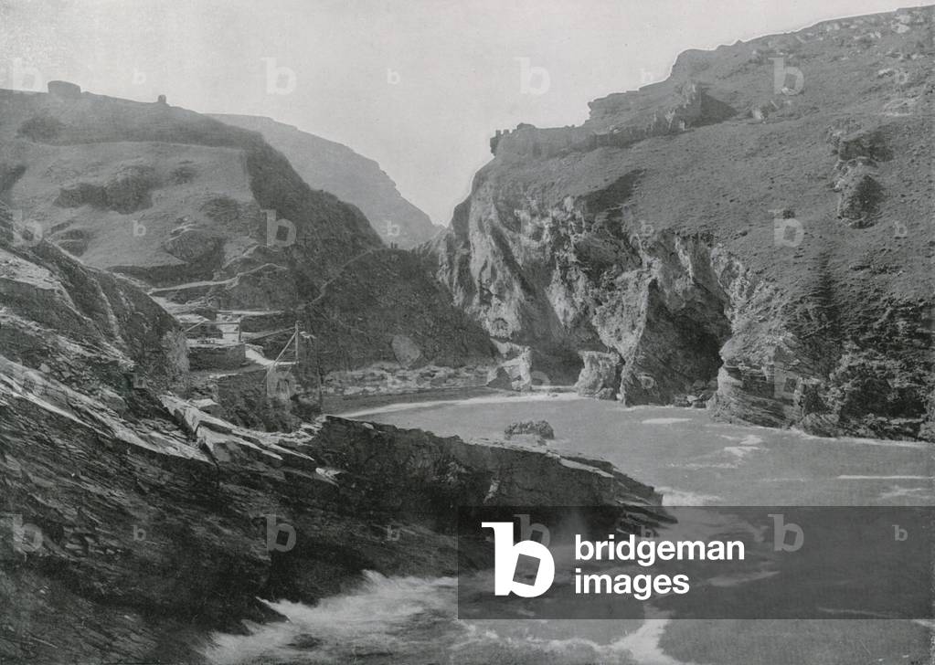 Tintagel, showing King Arthur's Castle (b/w photo)