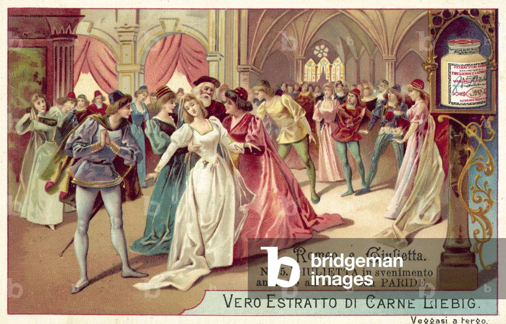 Juliet faints on her way to the altar to marry Paris (chromolitho)
