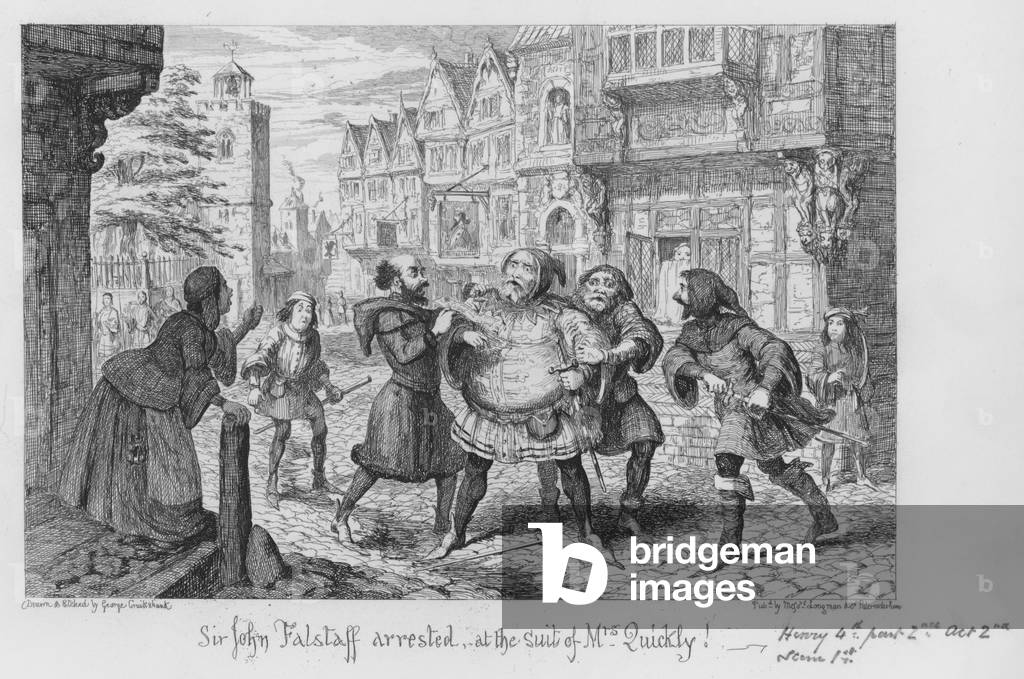 Sir John Falstaff arrested, at the suit of Mrs Quickly! (engraving)