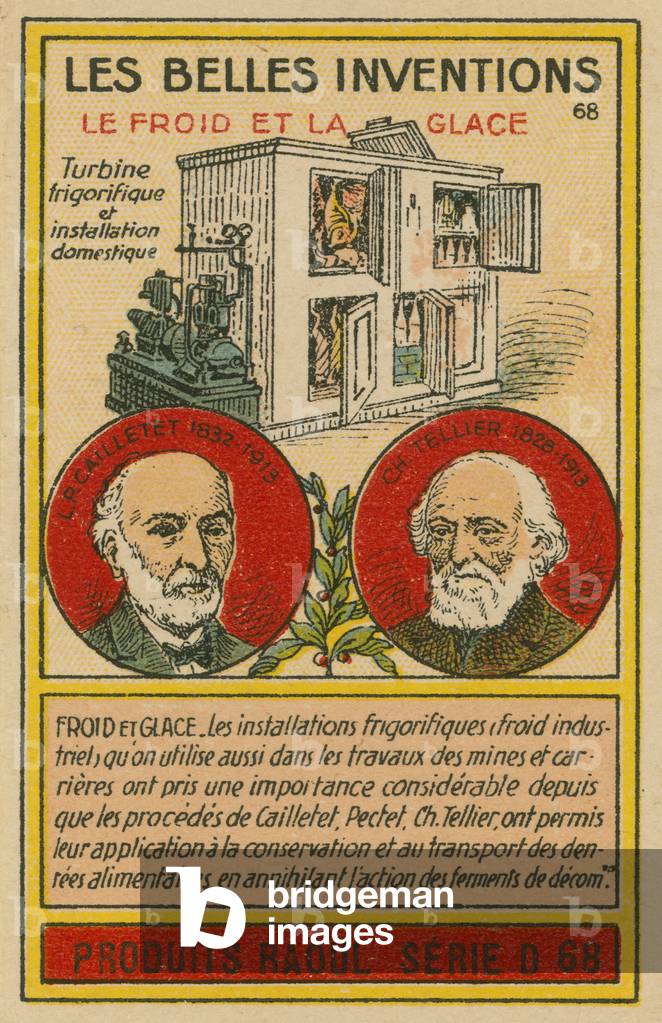 Beautiful inventions card, refrigeration (chromolitho)
