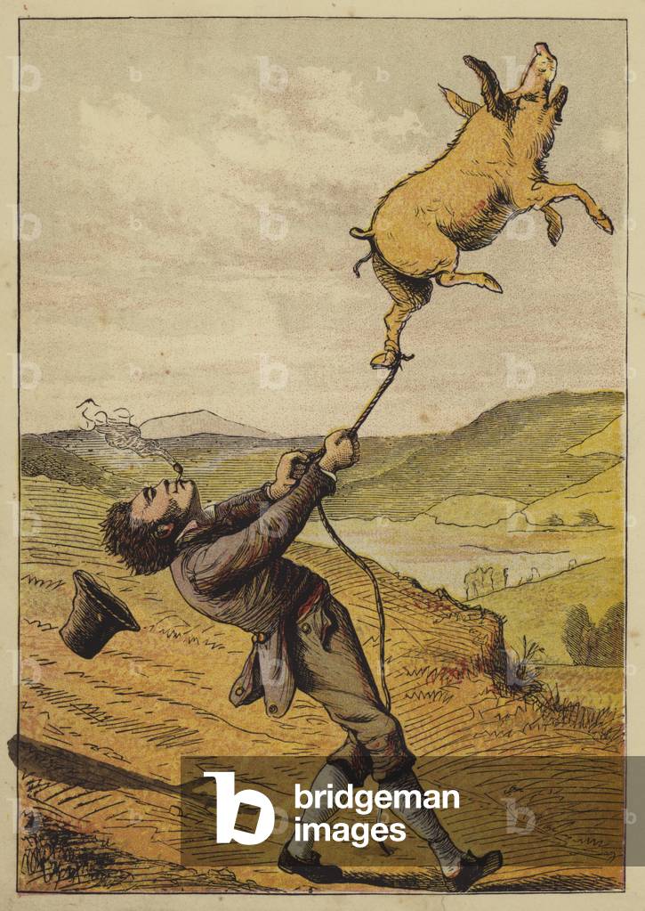 Unidentified nursery rhyme (coloured engraving)