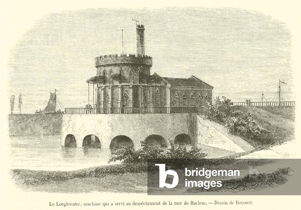 Le Leeghwater, machine qui a servi au dessechement de la mer de Harlem (engraving)