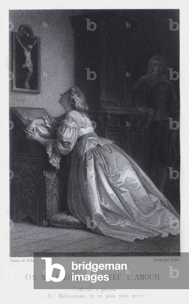 On Ne Badine Pas Avec L'Amour, Camille, a genoux (engraving)