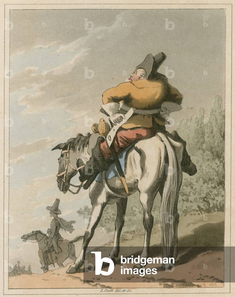 Illustration from Hudibras by Samuel Butler (colour litho)
