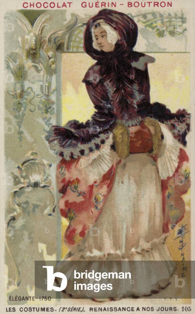 Fashionable lady, 1750 (chromolitho)