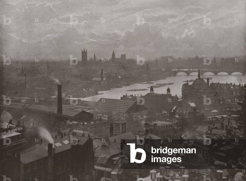 View from the Golden Gallery, St Paul's, looking South-West (b/w photo)