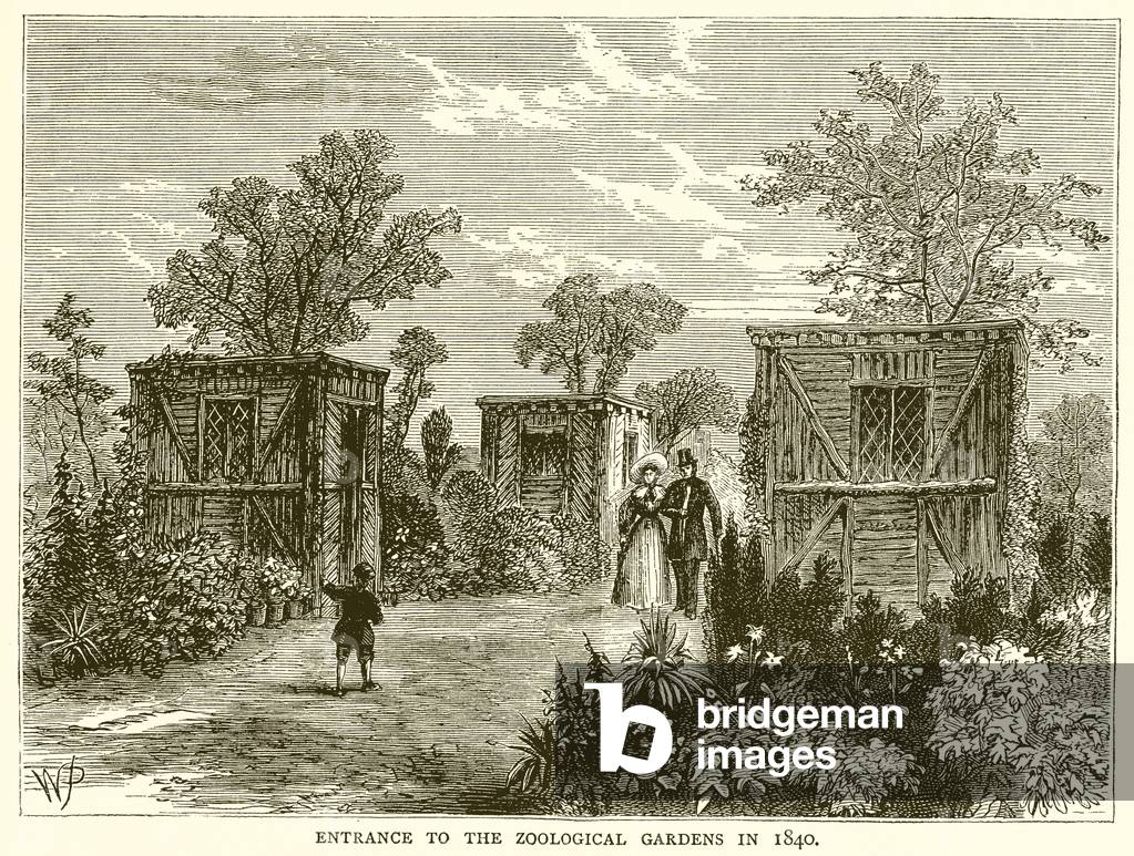 Entrance to the Zoological Gardens in 1840 (engraving)