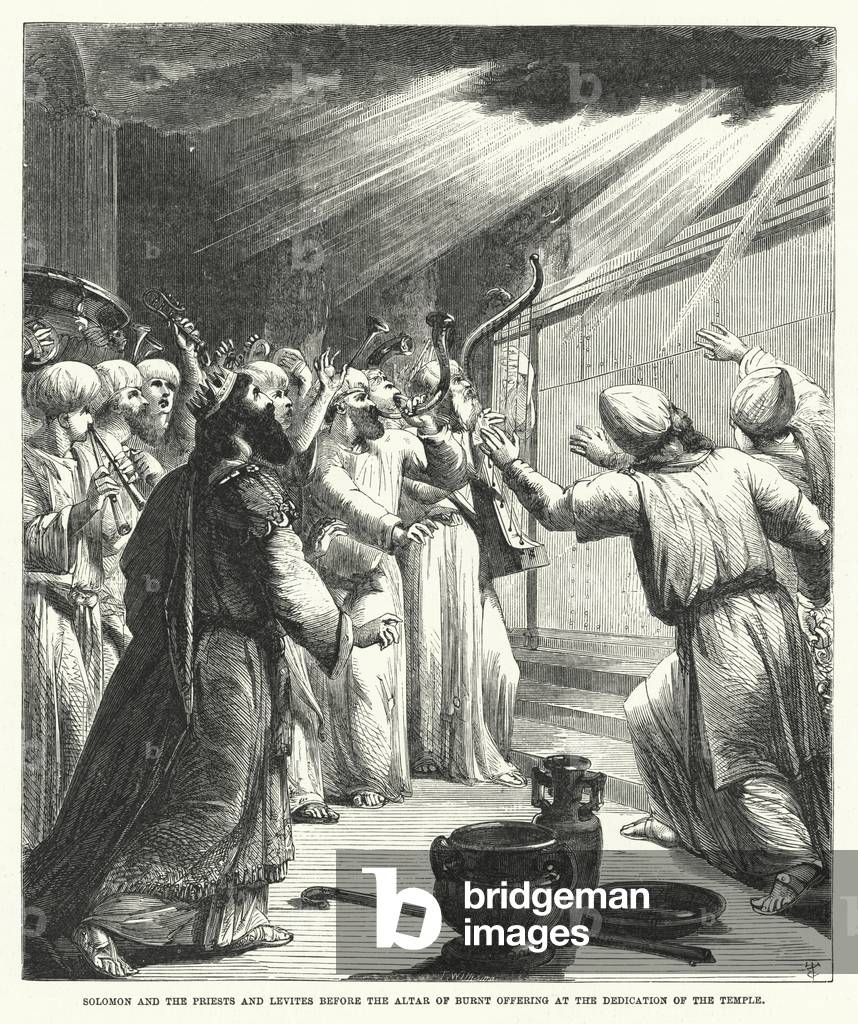 Solomon and the Priests and Levites before the Altar of Burnt Offering at the Dedication of the Temple (engraving)