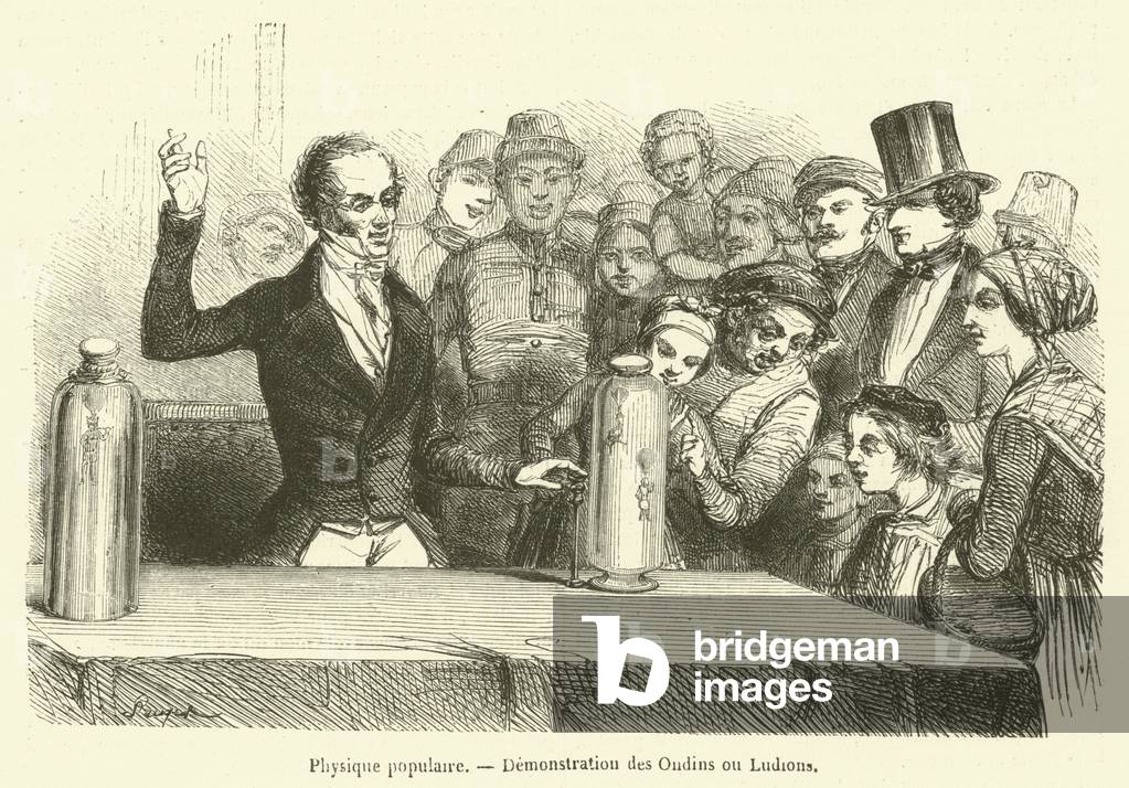 Physique populaire, Demonstration des Ondins ou Ludions (engraving)