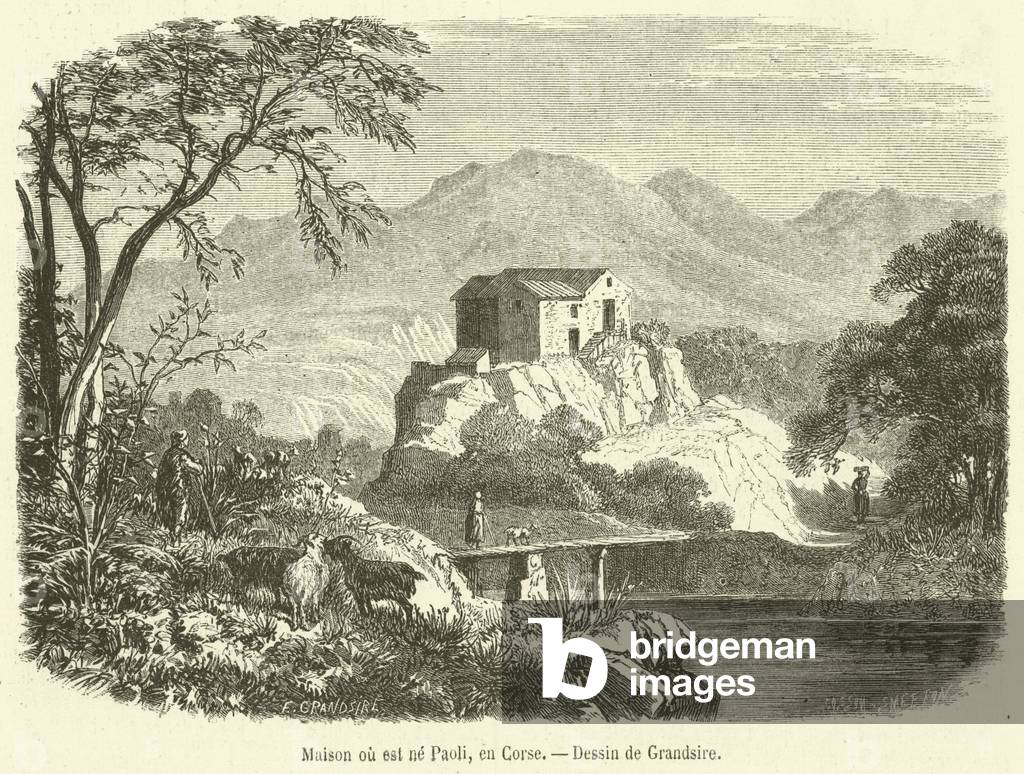 Maison ou est ne Paoli, en Corse (engraving)