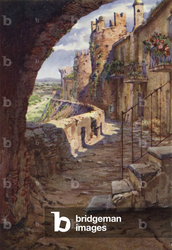 Bastions of Sangallo, Nettuno (colour litho)