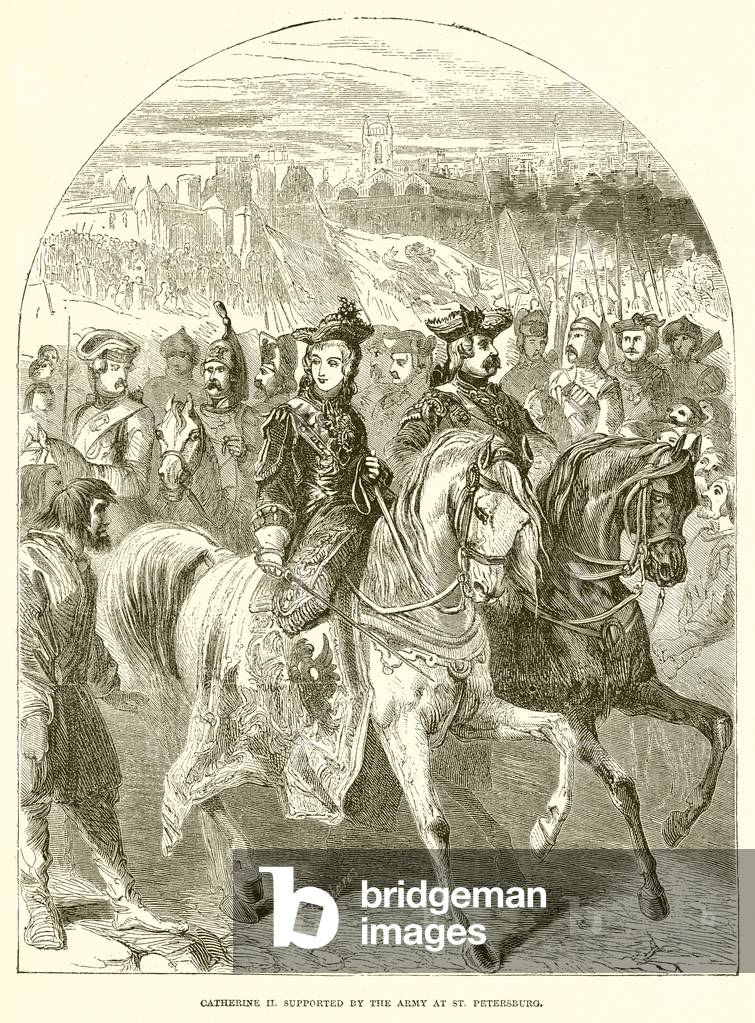 Catherine II. supported by the Army at St. Petersburg (engraving)