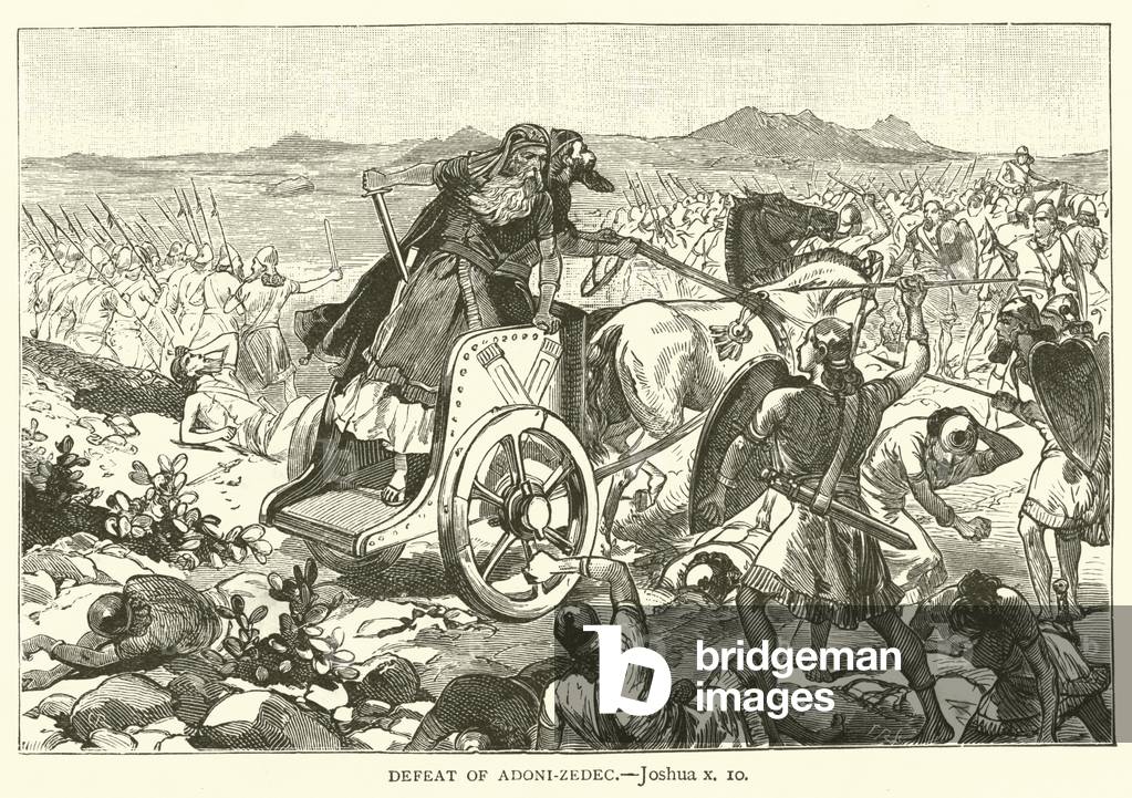Defeat of Adoni-Zedec, Joshua, x, 10 (engraving)
