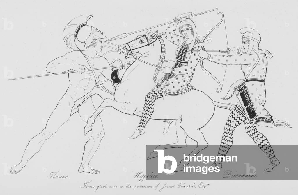 Theseus, Hippolita, Deinomache, from a Greek vase in the possession of James Edwards, Esquire (engraving)