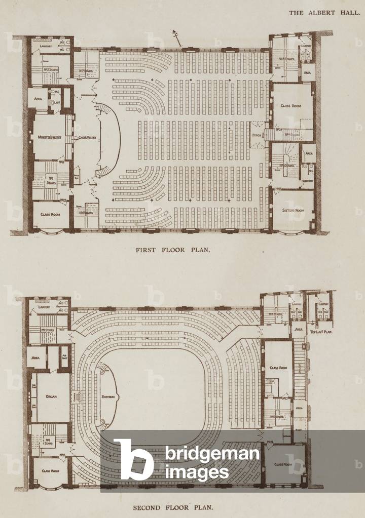 The Albert Hall, First Floor Plan, Second Floor Plan (litho)