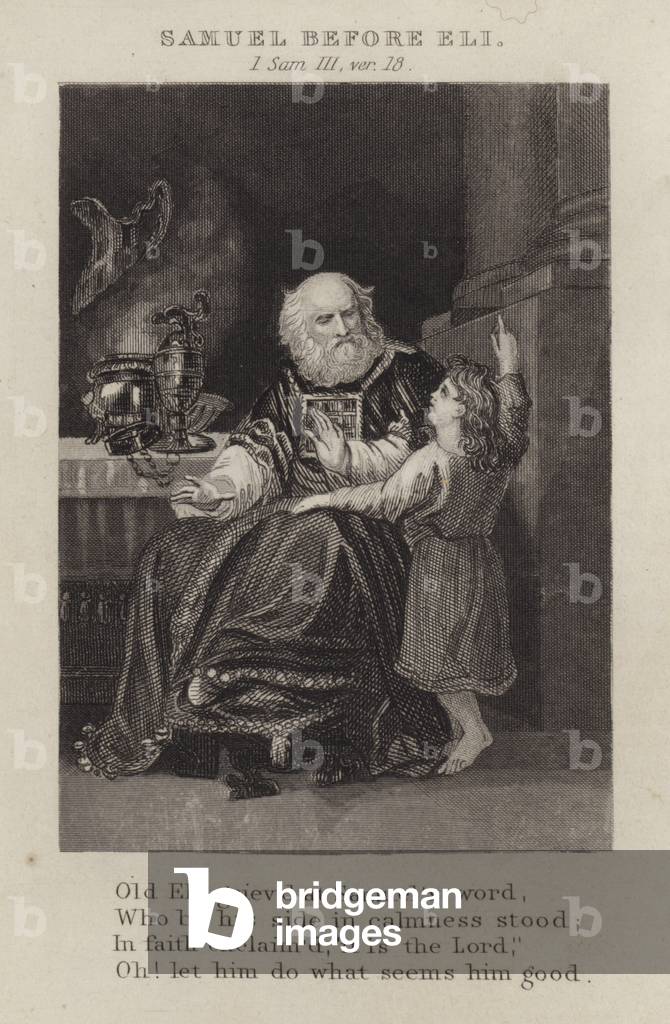 Samuel before Eli, 1 Samuel III, ver 18 (engraving)