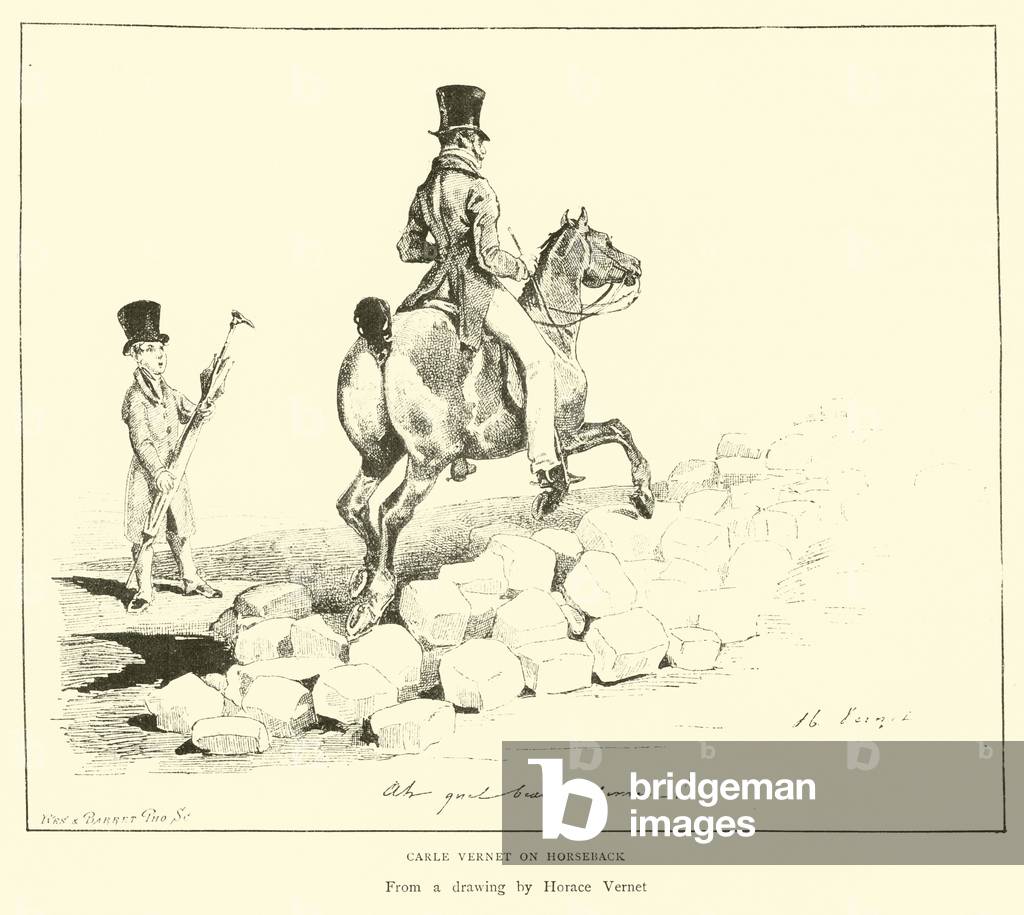 Carle Vernet on Horseback (engraving)