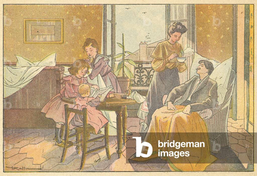 Le pere malade (colour litho)