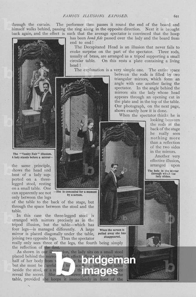 Page from article on Famous Illusions Exposed, 1903 (b/w photo)