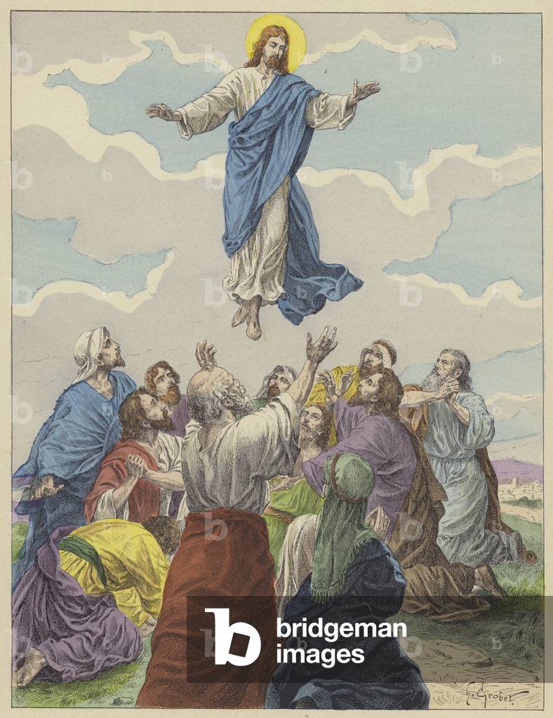 Jesus Christ, The Ascension (colour litho)