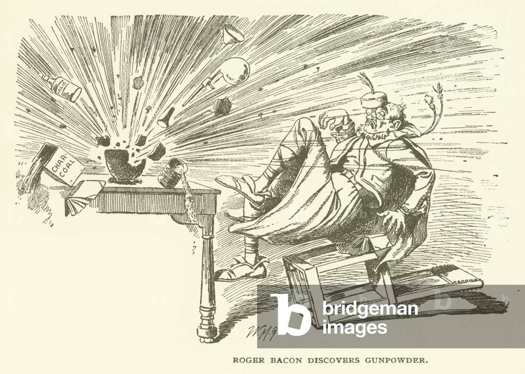 Roger Bacon Discovers Gunpowder (engraving)