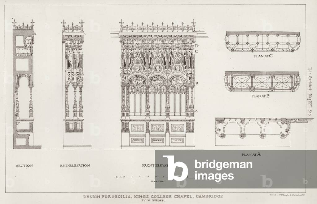 Design for Sedilia, King's College Chapel, Cambridge (engraving)