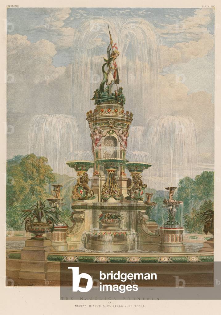 The Majolica Fountain by Messrs Minton and Co, Stoke-upon-Trent (chromolitho)