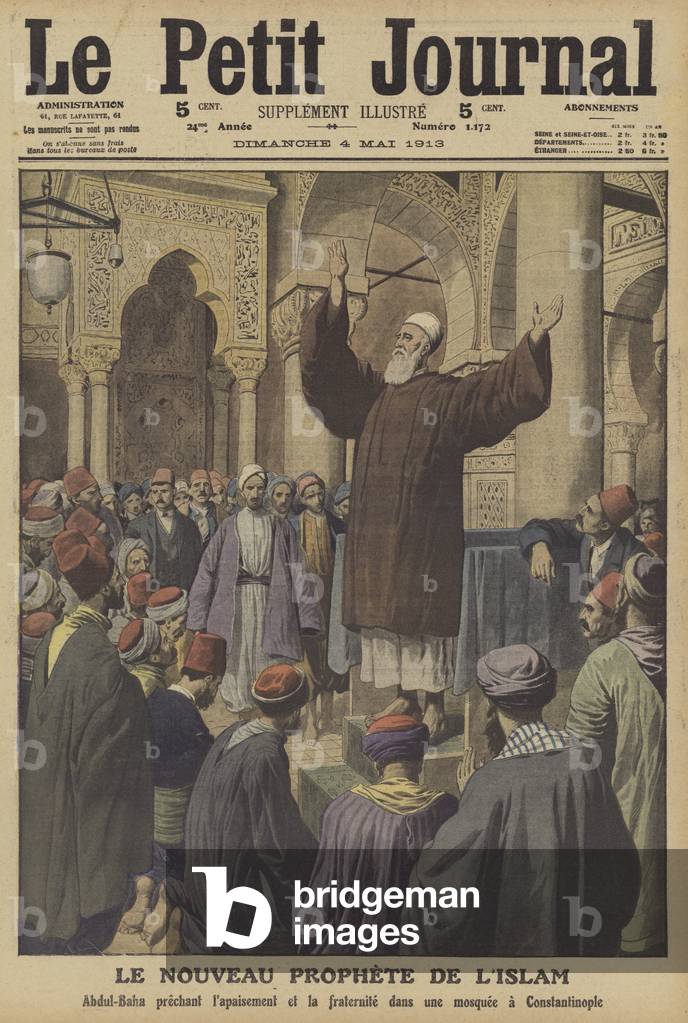 Abdu'l-Baha preaching in Constantinople (colour litho)