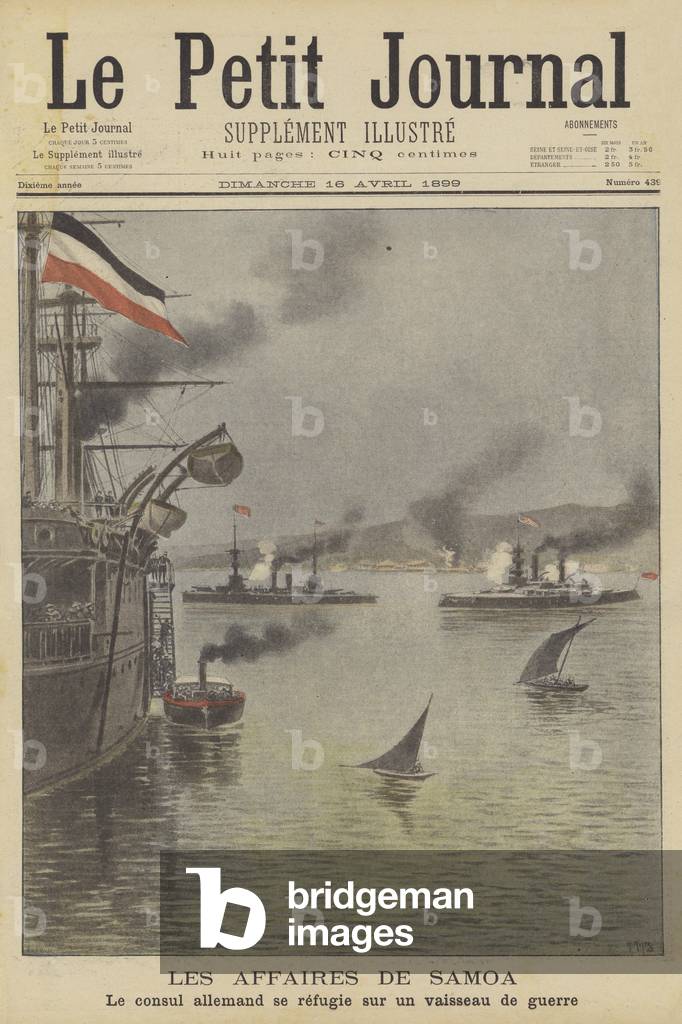 The Siege of Apia, Samoa (colour litho)