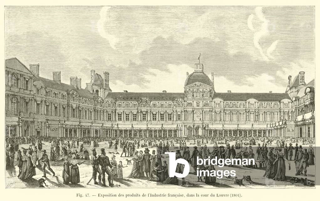 Exposition des produits de l'Industrie francaise, dans la cour du Louvre, 1801 (engraving)
