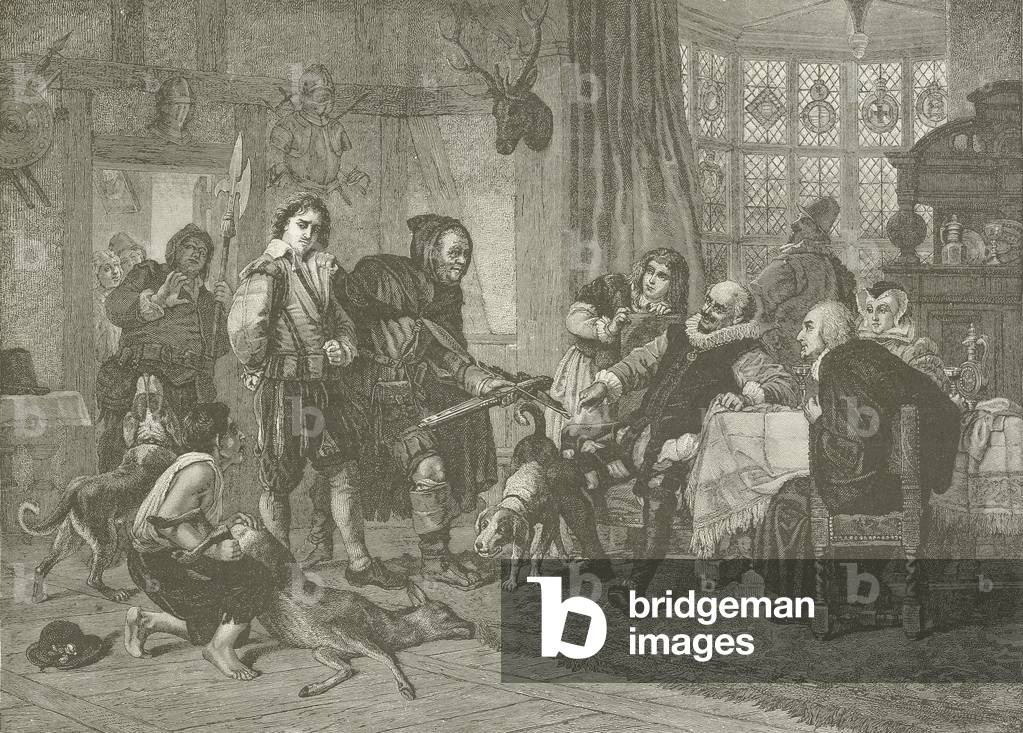 Shakespeare arrested for deer stealing (engraving)